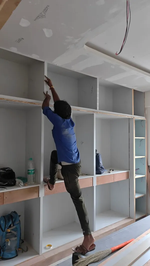 Metal framework alignment for false ceiling and overhead wardrobe loft structural support