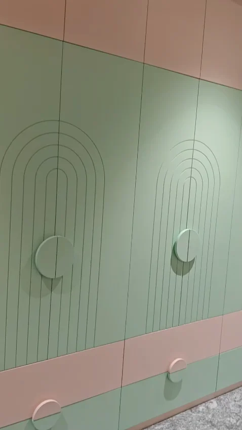Video walkthrough showcasing completed interior spaces, ceiling finishes, and bespoke cabinetry